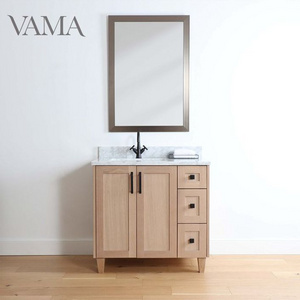 Vama 36 Inch Factory Supply Solid Wood Floor Mounted Single Sink Cabinet Bathroom Vanity Canada A220636