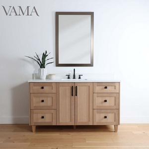 Vama 60 Inch High Quality European Style Hotel Vanities Solid Wood Bathroom Furniture with Single Sink A220660S