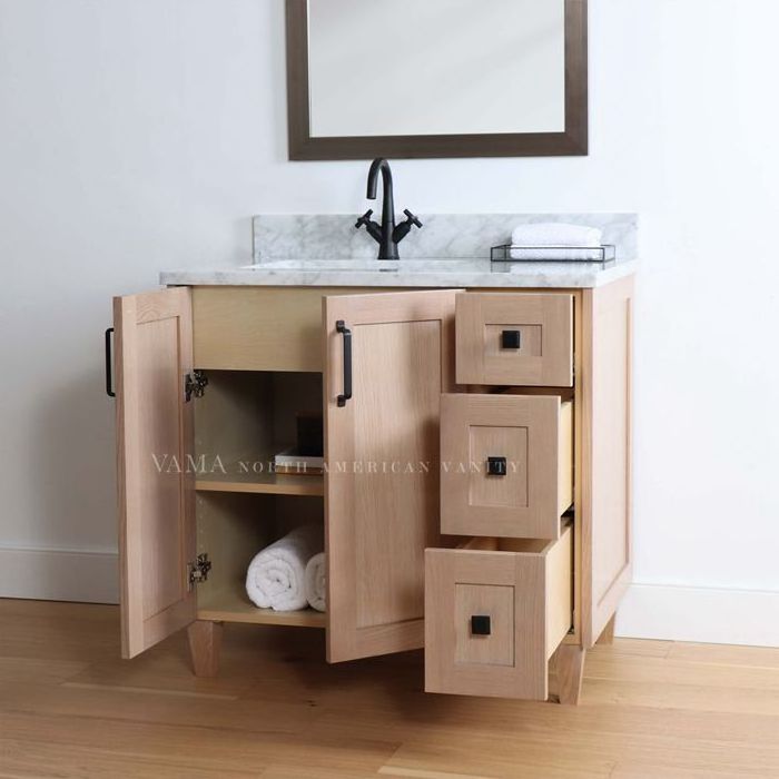 Vama 36 Inch Factory Supply Solid Wood Floor Mounted Single Sink Cabinet Bathroom Vanity Canada A220636