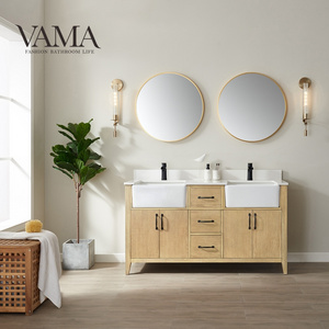 VAMA Factory 60 inch best selling popular style wash basin cabinet bathroom vanity China manufacturer bathroom furniture 797060