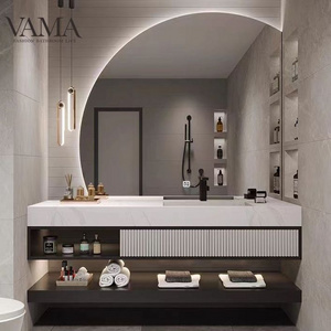 VAMA White Luxury Style Exquisite Design Wall Mounted Bathroom Vanity with Mirror Cabinet