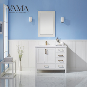 VAMA Factory 42 inch solid wood bathroom cabinet prefab drawers white used bathroom vanity craigslist modern cabinet 785042