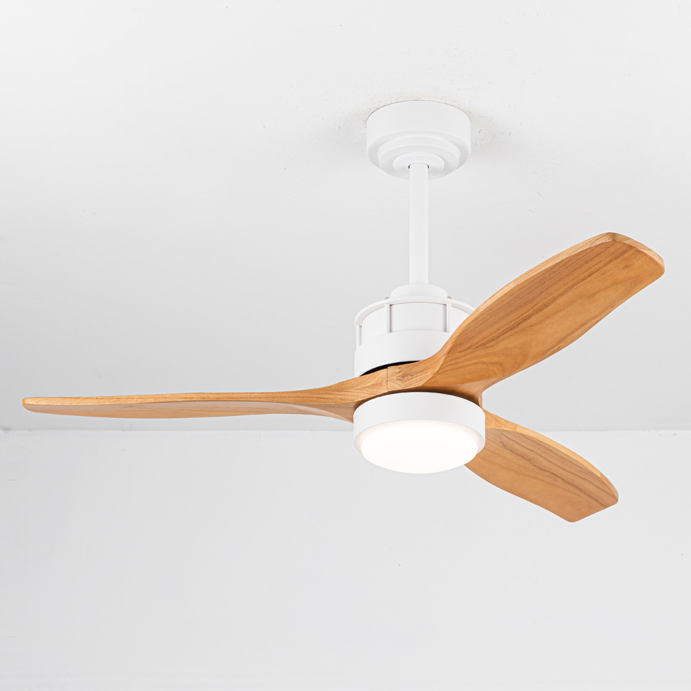 Contemporary Waterproof Wooden Blades DC Quiet Motor Wet Rated Outside Patios Gazebos Outdoor Ceiling Fan With LED Light