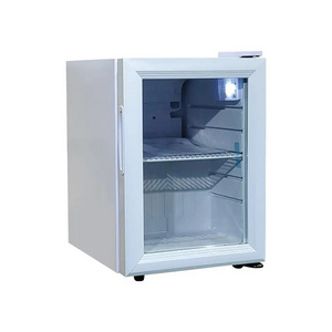 Vanace SC 21L Compact Refrigerator White Stainless Steel Glass Door Beverage Cooler Compressor Mini Fridge