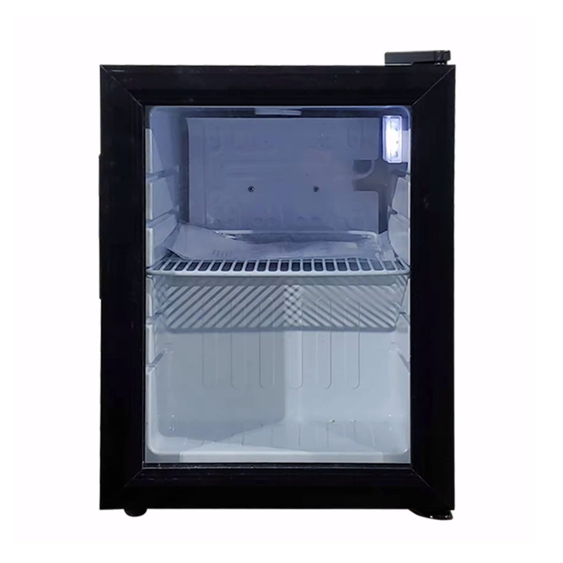 Vanace SC 21L Compact Refrigerator Custom Logo LED Light Glass Door Energy Drink Chocolate Cooler Compressor Mini Fridge