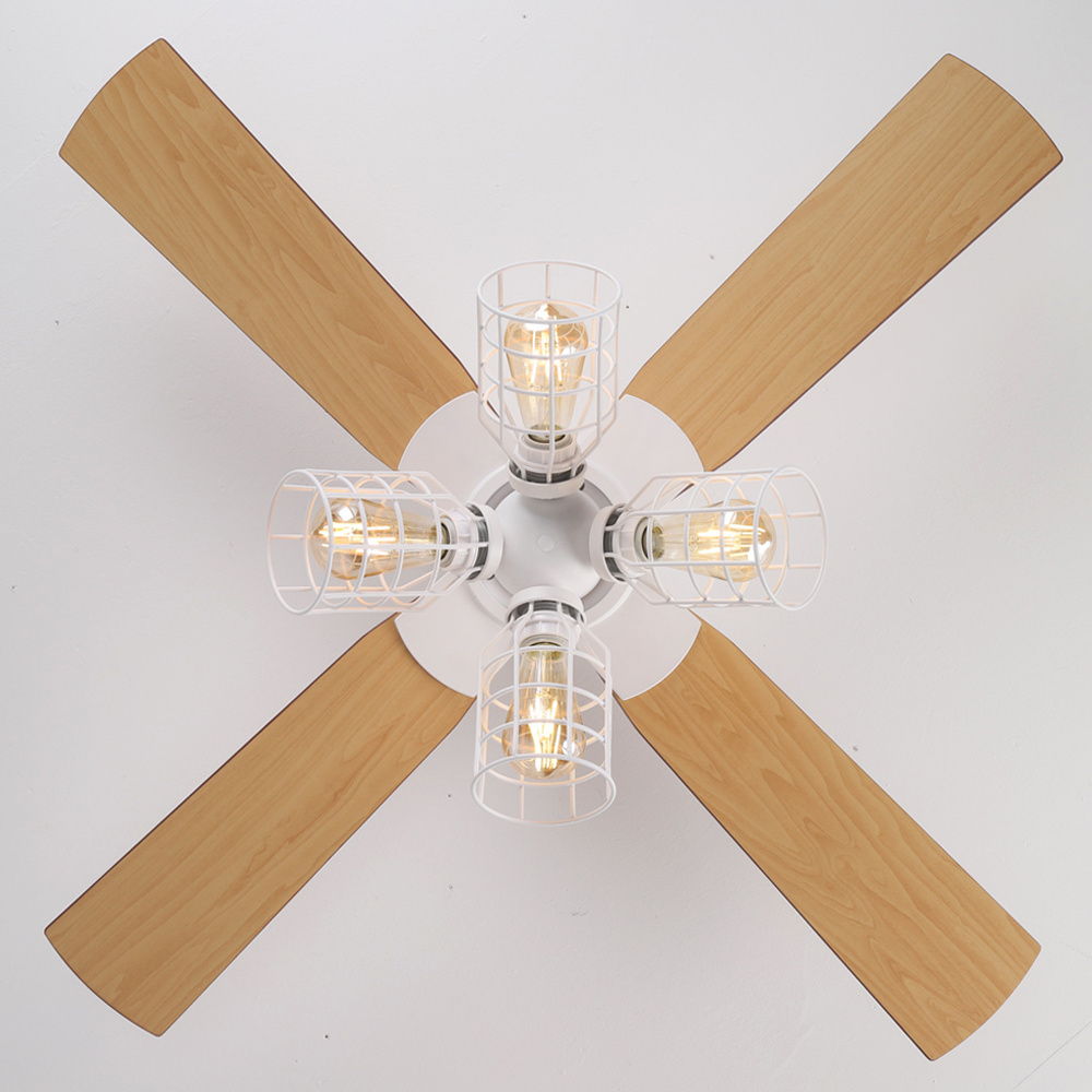 Best Low Profile 4 Light Wood Blade E26 E27 AC DC Colonial Vintage Antique Bedroom 48 52 Inch Ceiling Fan With Light