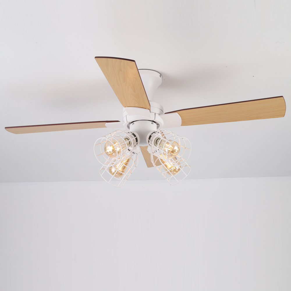 Best Low Profile 4 Light Wood Blade E26 E27 AC DC Colonial Vintage Antique Bedroom 48 52 Inch Ceiling Fan With Light