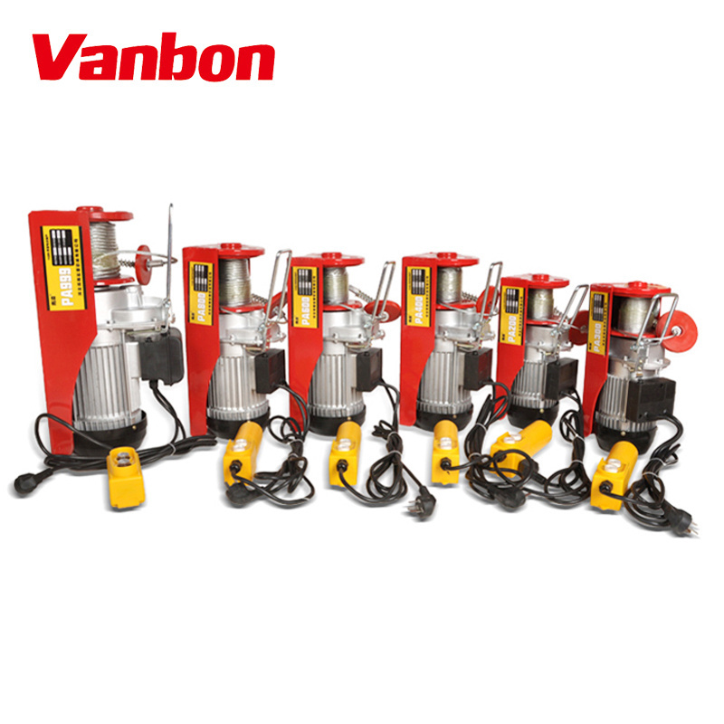 Vanbon PA400 PA800 1 ton 1.2 ton Small Wire Rope Mini Electric Hoist  electric winch electric hoist