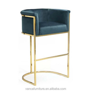 Modern Gold Stainless Steel Bar Chair Velvet counter chair luxury design living room bar stool for Home Decor company