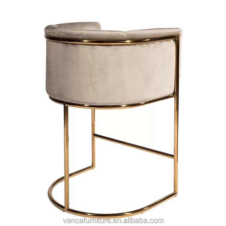 Modern Gold Stainless Steel Bar Chair Velvet counter chair luxury design living room bar stool for Home Decor company