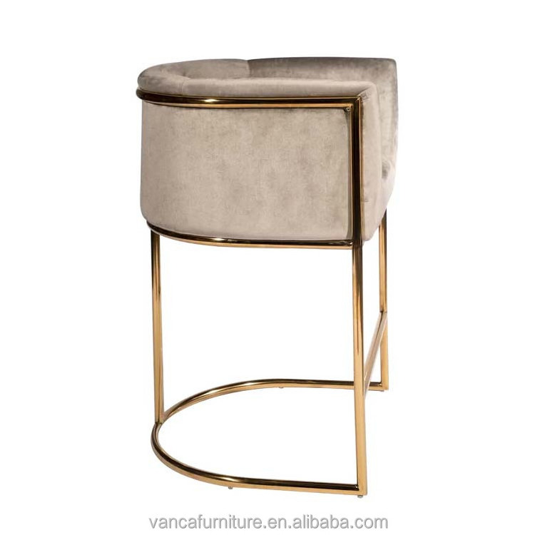 Modern Gold Stainless Steel Bar Chair Velvet counter chair luxury design living room bar stool for Home Decor company