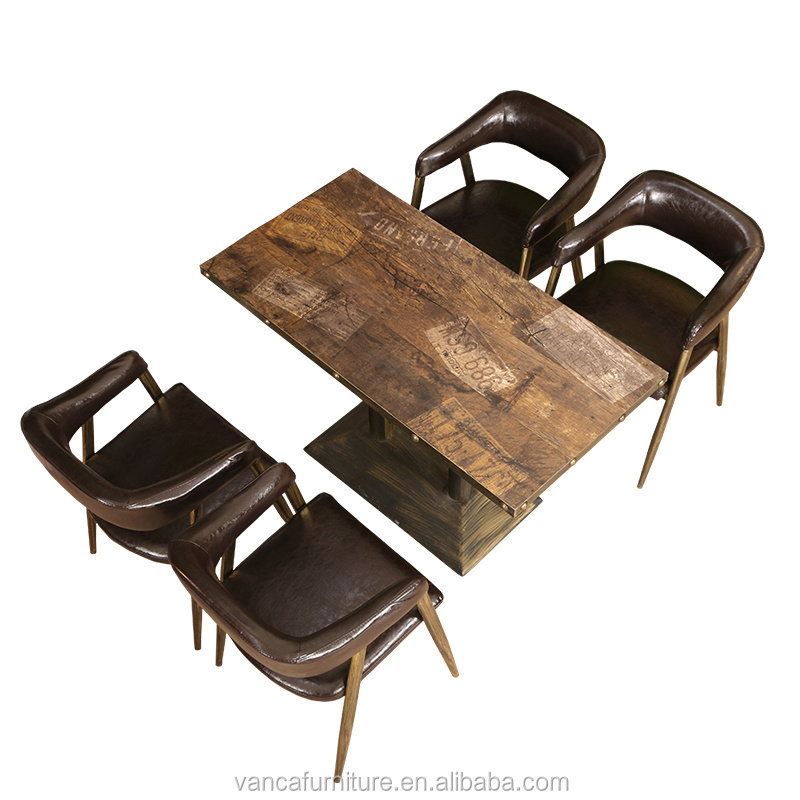 Antique vintage style restaurant furniture sets booth sofa seating and tables chairs