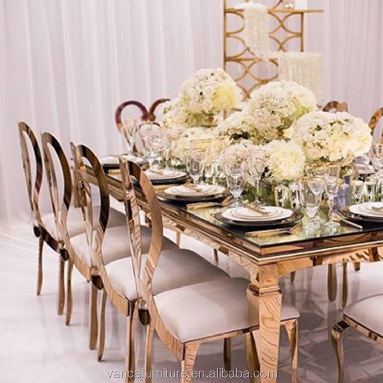 Infinity stainless steel wedding chair with gold plated angel wing event chair