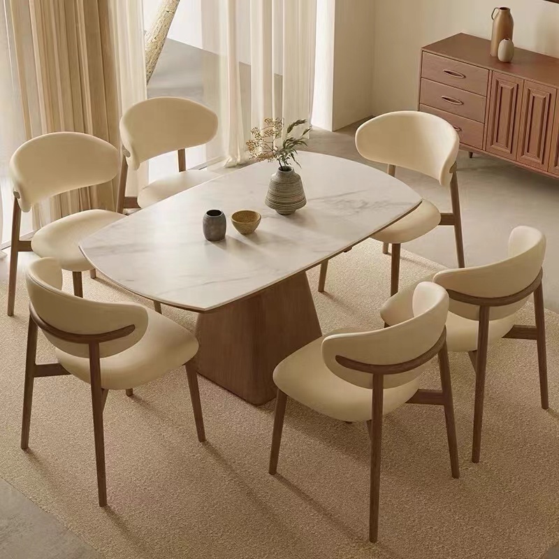 Nordic Furniture Extendable Wooden Invisible Dining Room Table Chair Set Rectangular Folding Space Saving Dining Table