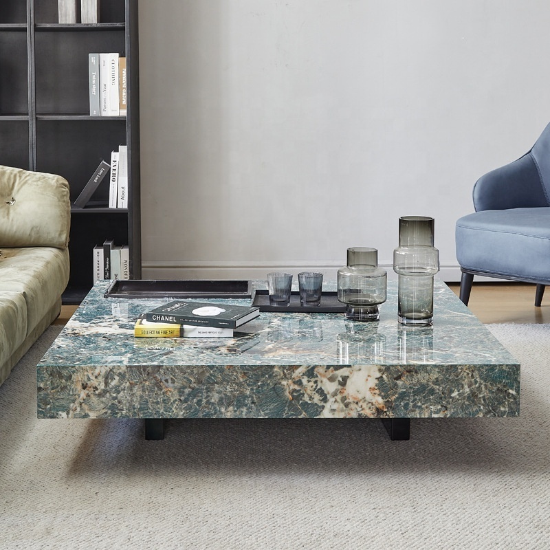 Wholesale Hot Sale Nordic Luxury Marble Top Metal Spraying Leg Modern Table Set Living Room Marble Coffee Table