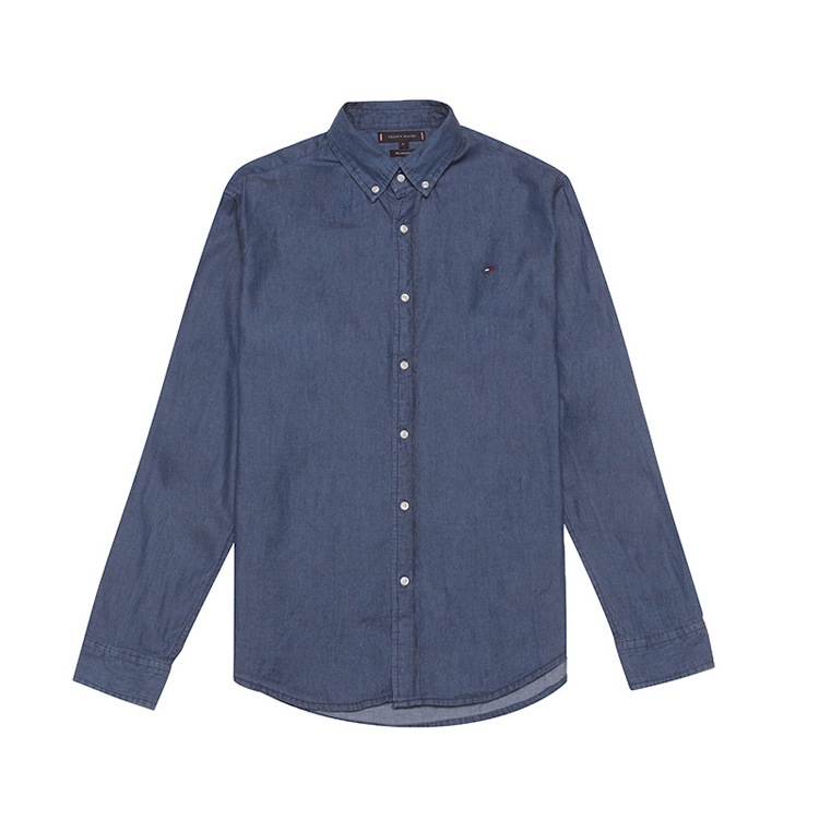 China factory custom OEM Men's Casual Dress Shirt Button Down Shirts Long-Sleeve Denim Work Shirt