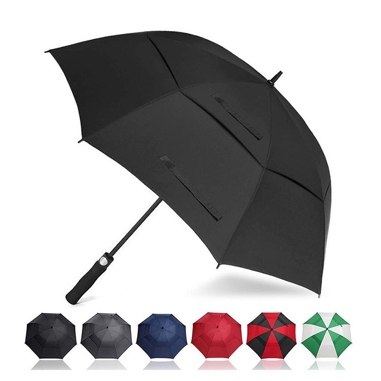 Factory wholesale Large 58/62/68 Inch Automatic Open Umbrella Double Canopy Vented Umbrella Windproof Waterproof  Golf  Umbrella