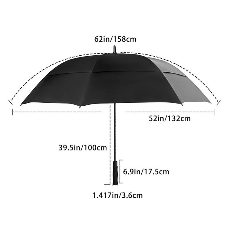 Factory wholesale Large 58/62/68 Inch Automatic Open Umbrella Double Canopy Vented Umbrella Windproof Waterproof  Golf  Umbrella