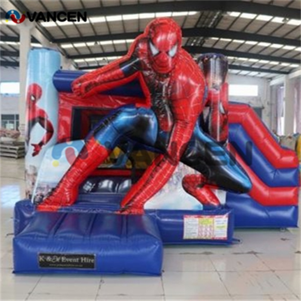 Factory Wholesale Spiderman Inflatable Bounce House for Commercial Use Kids Party Bouncy Castle with slide