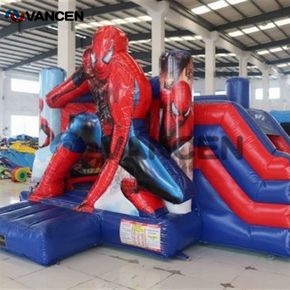 Factory Wholesale Spiderman Inflatable Bounce House for Commercial Use Kids Party Bouncy Castle with slide