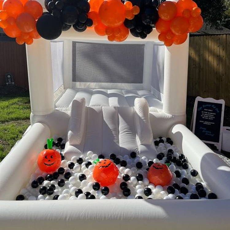 Adult Combo Commercial All Mini White Castle Bounce House With Slide And Ball Pit