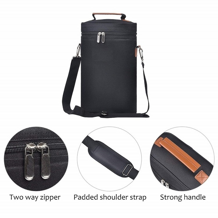 New single shoulder 2 bottles red wine package thermal insulation bag waterproof bottle cooler for picnic