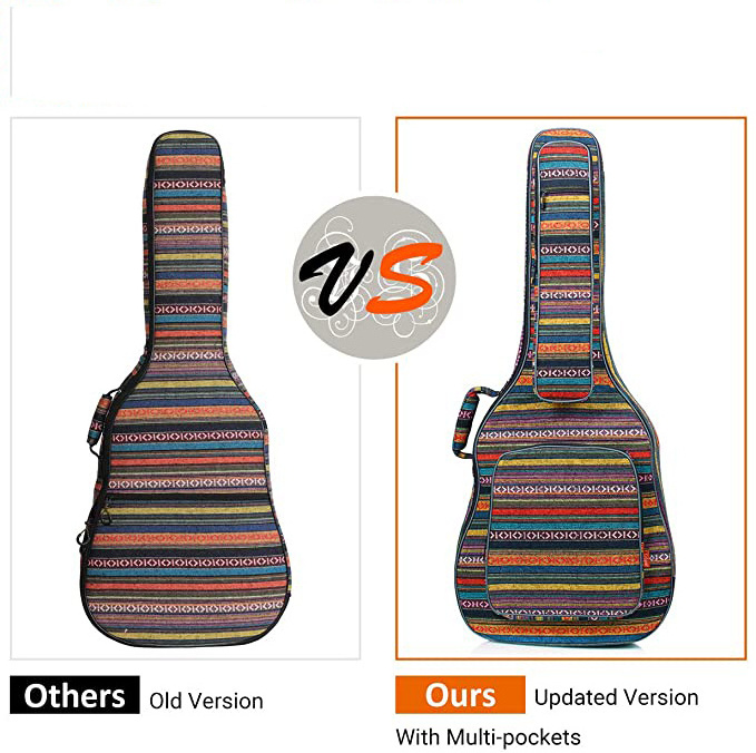 Vintage Guitar Case 0.65in Thick Sponge Padded Acoustic Guitar Bag with Neck Cradle for Acoustic Classical Guitars