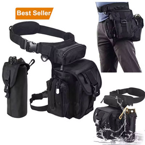 Custom Logo Multifunctional Outdoor Hiking Thigh Pack Motorcycle Travel Tactical Waist Drop Leg Bag With Water Bottle Pouch