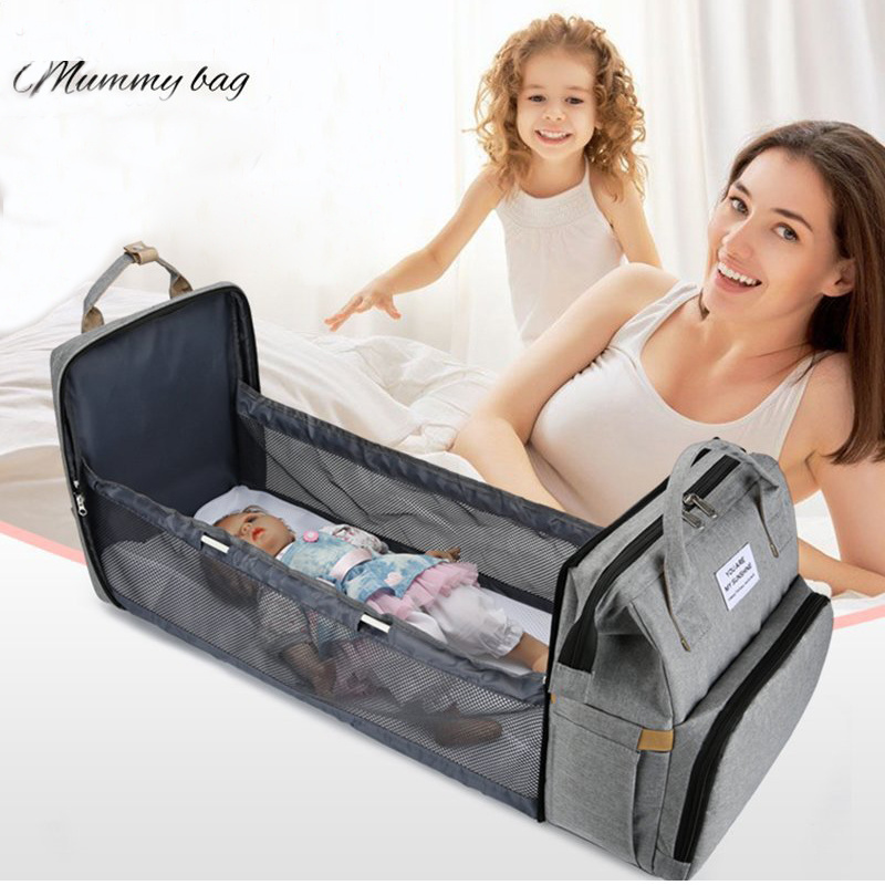 Wholesale 7 In1 Functional New Born Folding Bed Bag Tote Nappy Mommy Waterproof Mummy Baby Diaper Backpack With Changing Station