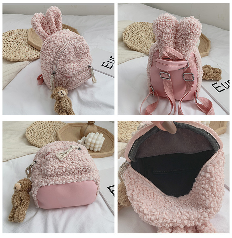 Hot Sale Kids Backpack Children Plush Shoulder School Bag Simple Rabbit School Backpack for Kids