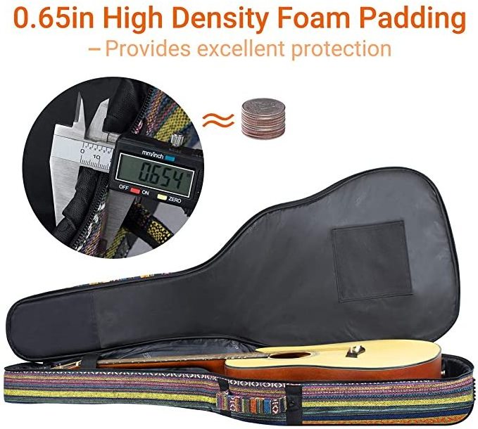 Vintage Guitar Case 0.65in Thick Sponge Padded Acoustic Guitar Bag with Neck Cradle for Acoustic Classical Guitars