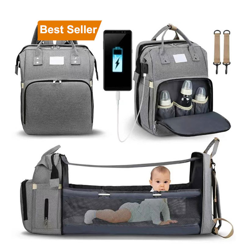 Wholesale 7 In1 Functional New Born Folding Bed Bag Tote Nappy Mommy Waterproof Mummy Baby Diaper Backpack With Changing Station