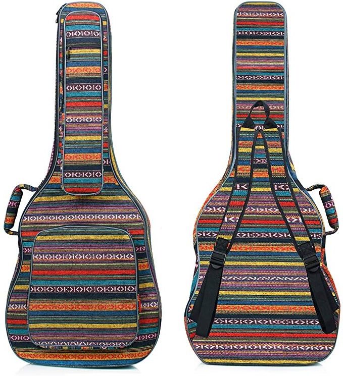 Vintage Guitar Case 0.65in Thick Sponge Padded Acoustic Guitar Bag with Neck Cradle for Acoustic Classical Guitars