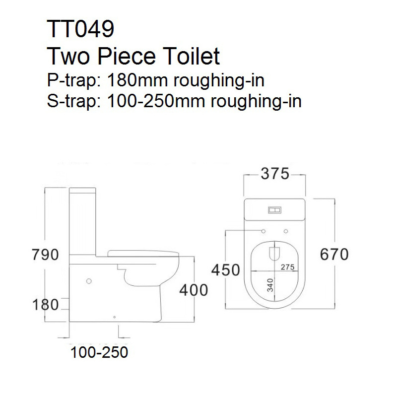 Australian Standard Sanitary Ware Inodoro Ceramic Bathroom Toilet Water Closet Two Piece Wc Toilet