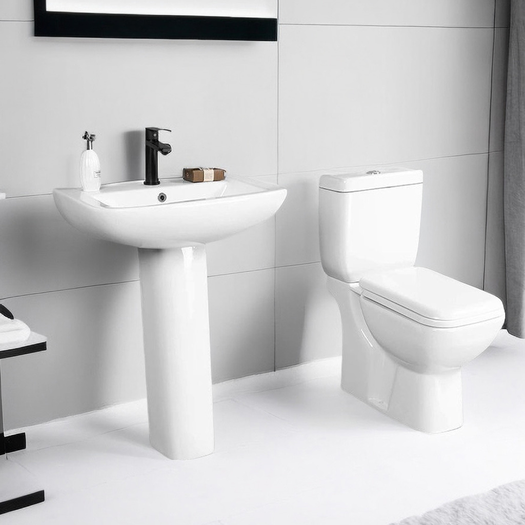 Bathroom Ceramic Toilet Sink Combo Inodoros Y Lavamanos P Trap Toilet Set And Wash Basin Sanitary Wares