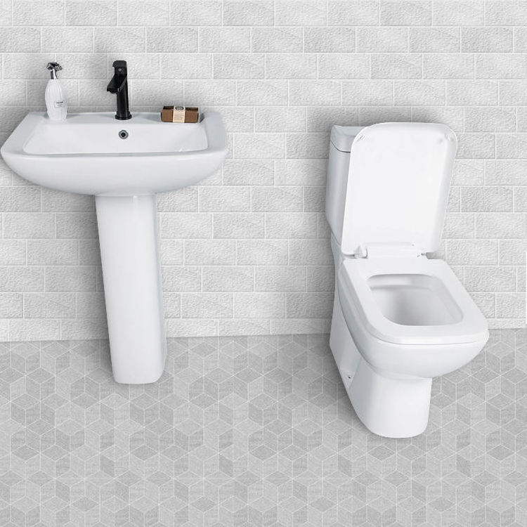 Bathroom Ceramic Toilet Sink Combo Inodoros Y Lavamanos P Trap Toilet Set And Wash Basin Sanitary Wares