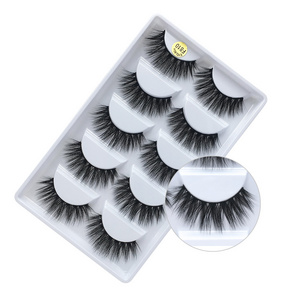 Guangzhou wholesale natural 3D faux mink eyelashes 5 pairs eyelashes