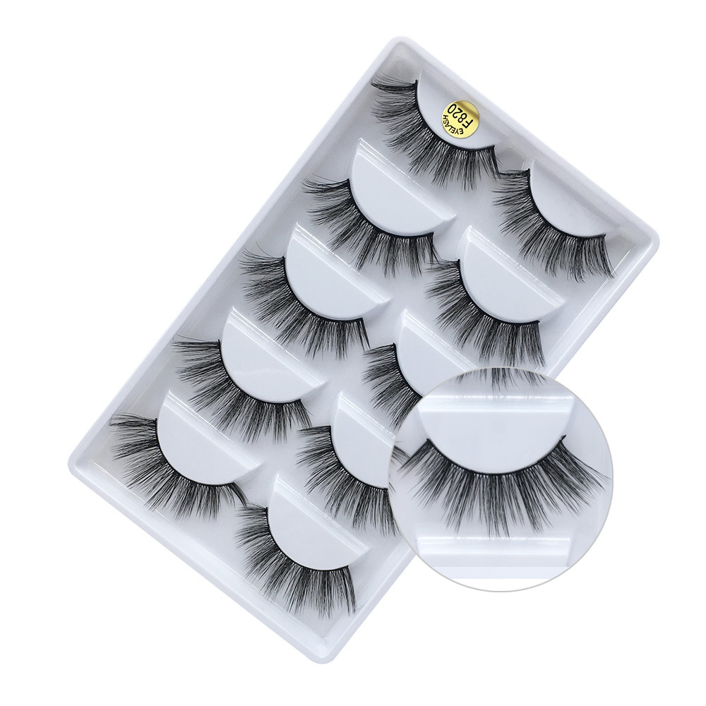 Guangzhou wholesale natural 3D faux mink eyelashes 5 pairs eyelashes