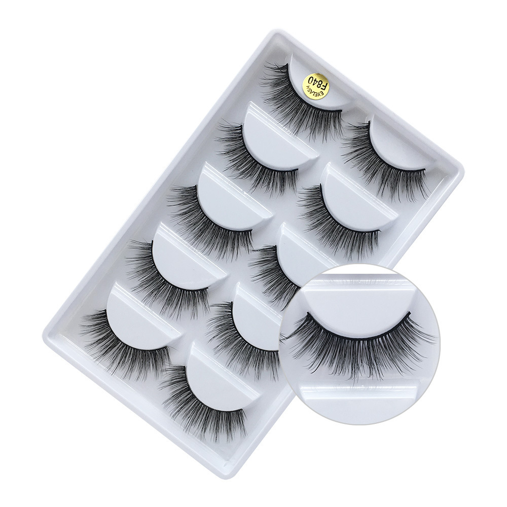 Guangzhou wholesale natural 3D faux mink eyelashes 5 pairs eyelashes