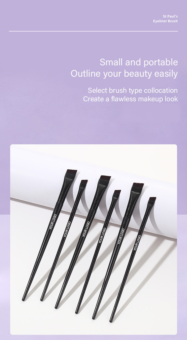 Private Label Angled Eye Liner Brush Synthetic Angled Eyeliner Brush Micro Eye Brow Brush