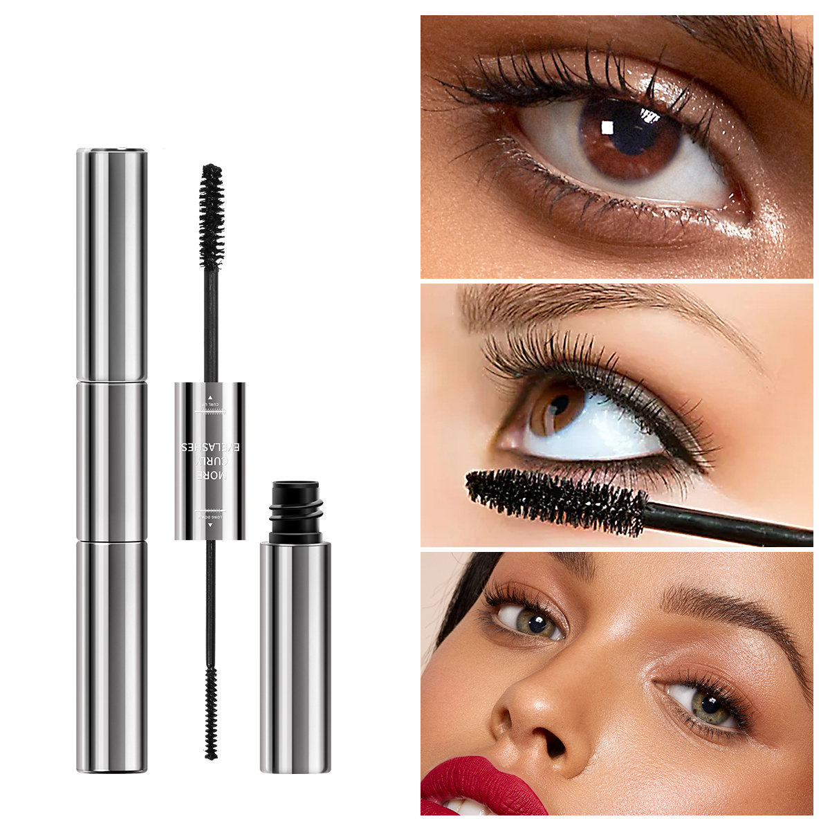 Two End Silver Mascara Dual Ended 4d Silk Fiber Lash Mascara Waterproof Low MOQ Vegan Double Sided Mascara