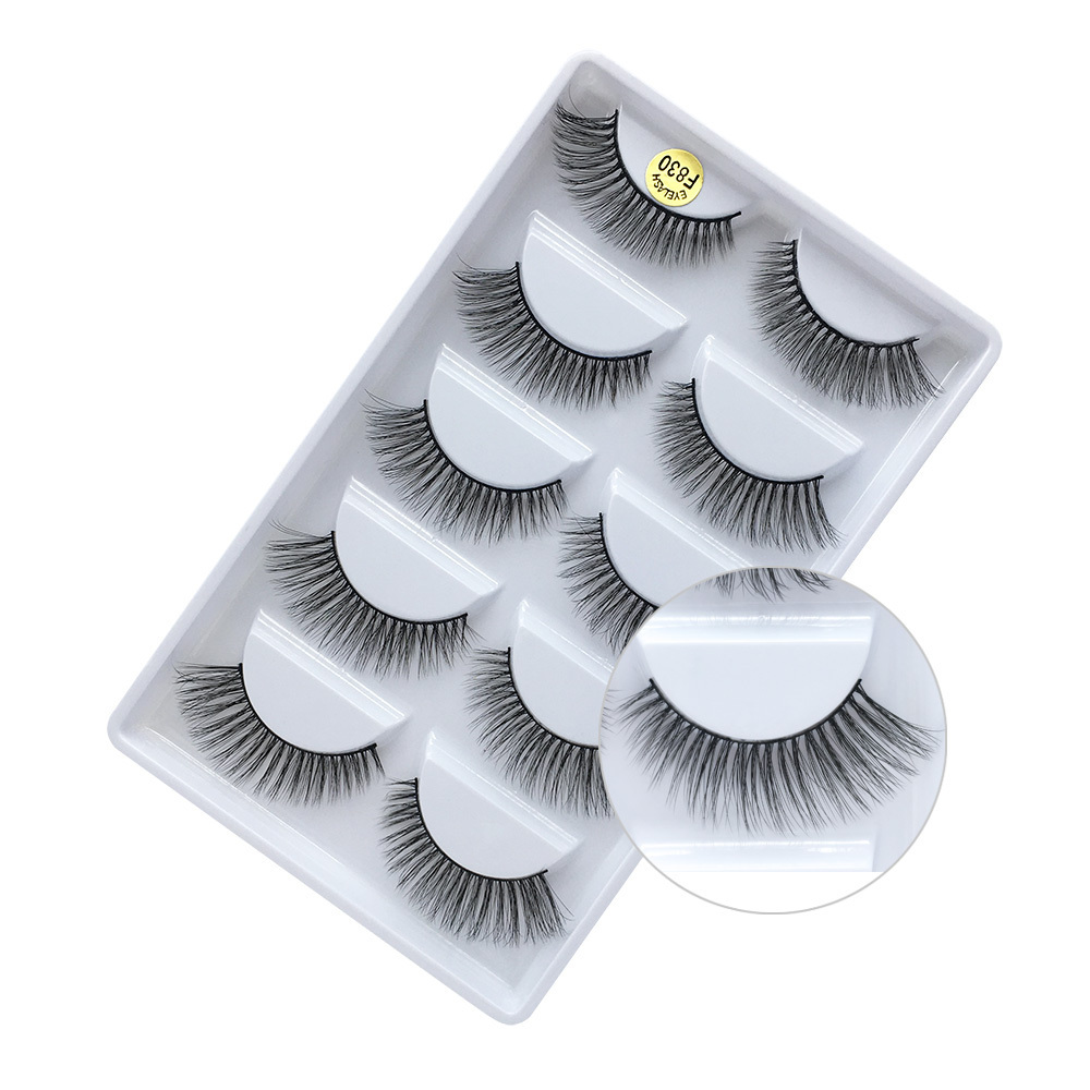 Guangzhou wholesale natural 3D faux mink eyelashes 5 pairs eyelashes