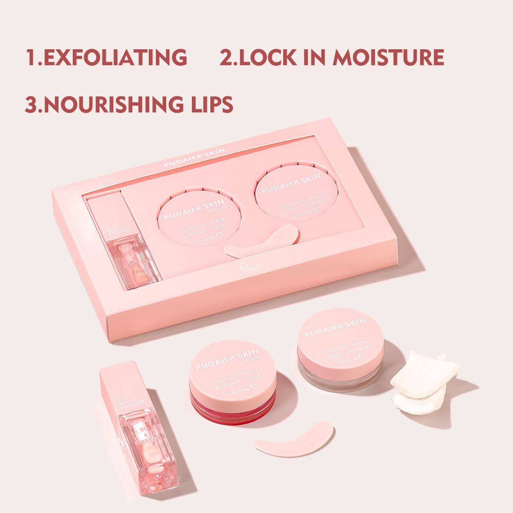 Pudaier Lip Scrub And Balm Moisturizing Set Lip Carepink Lipmask Care Collagen Lip Mask Kit