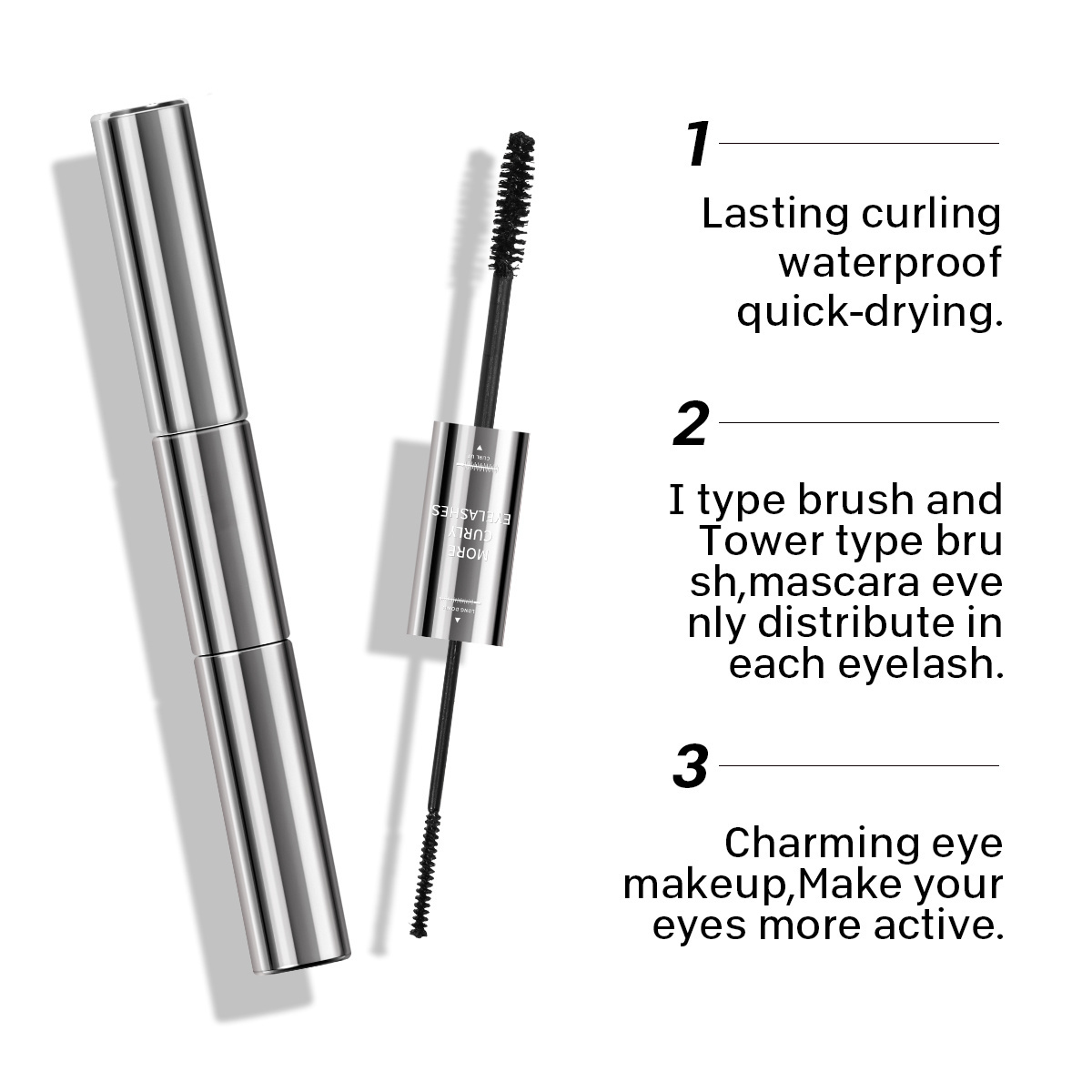 Two End Silver Mascara Dual Ended 4d Silk Fiber Lash Mascara Waterproof Low MOQ Vegan Double Sided Mascara