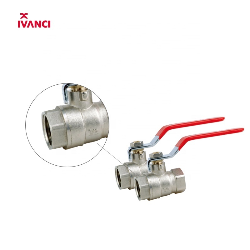 IVANCI 1/2 inch Forged Water Valve Double Female Thread Long Red Level Handle Brass Ball Valve