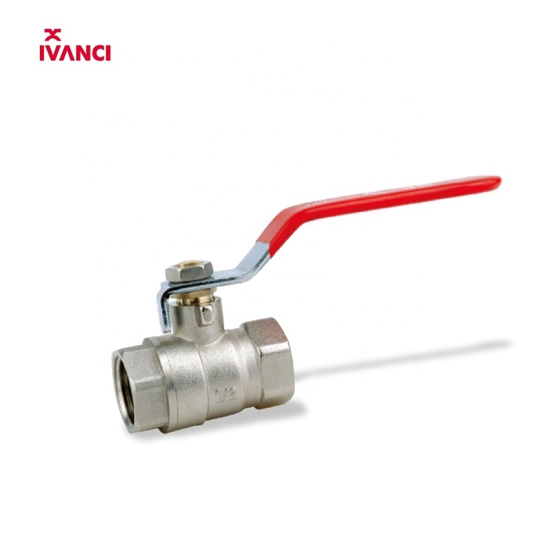 IVANCI 1/2 inch Forged Water Valve Double Female Thread Long Red Level Handle Brass Ball Valve