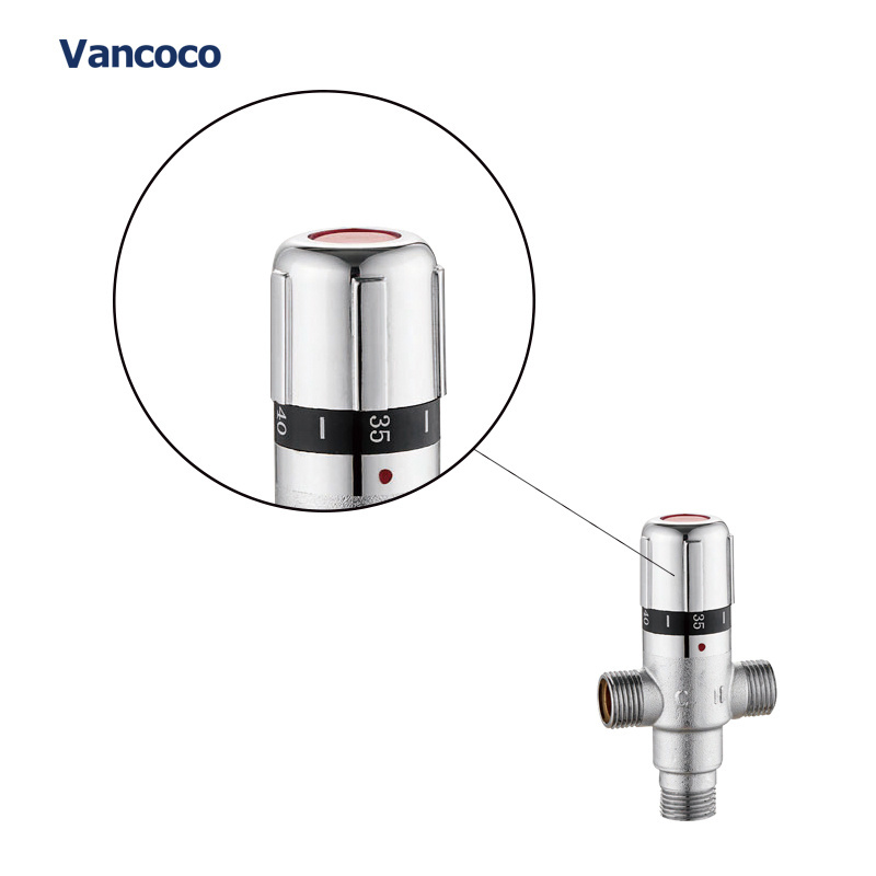 Vancoco YK134H nickel plated 3 way thermostatic mixing valve