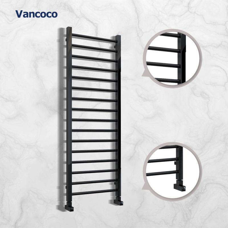 NF01 1600*500mm luxury square pipe black nickel spray paint heated towel rail rack