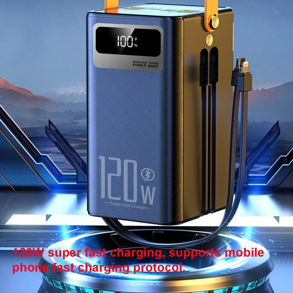 3 In 1 Built In Cable Powerbank Hand Crank Power Bank Hand-Crank Power Generator 30000Mah Charger Power Banks 50000