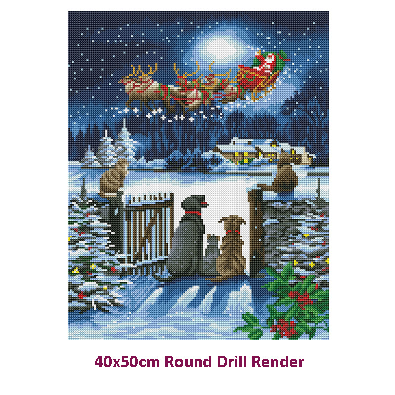 DIY Round Diamond Painting Snow Night Diamond Painting Set Kit For Adults Full Drill Paint With Diamond Art Kits For Wall  Art